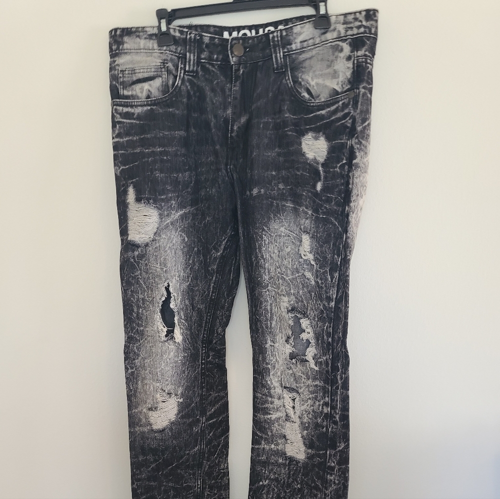 Distressed Black Bootcut Jeans for Men